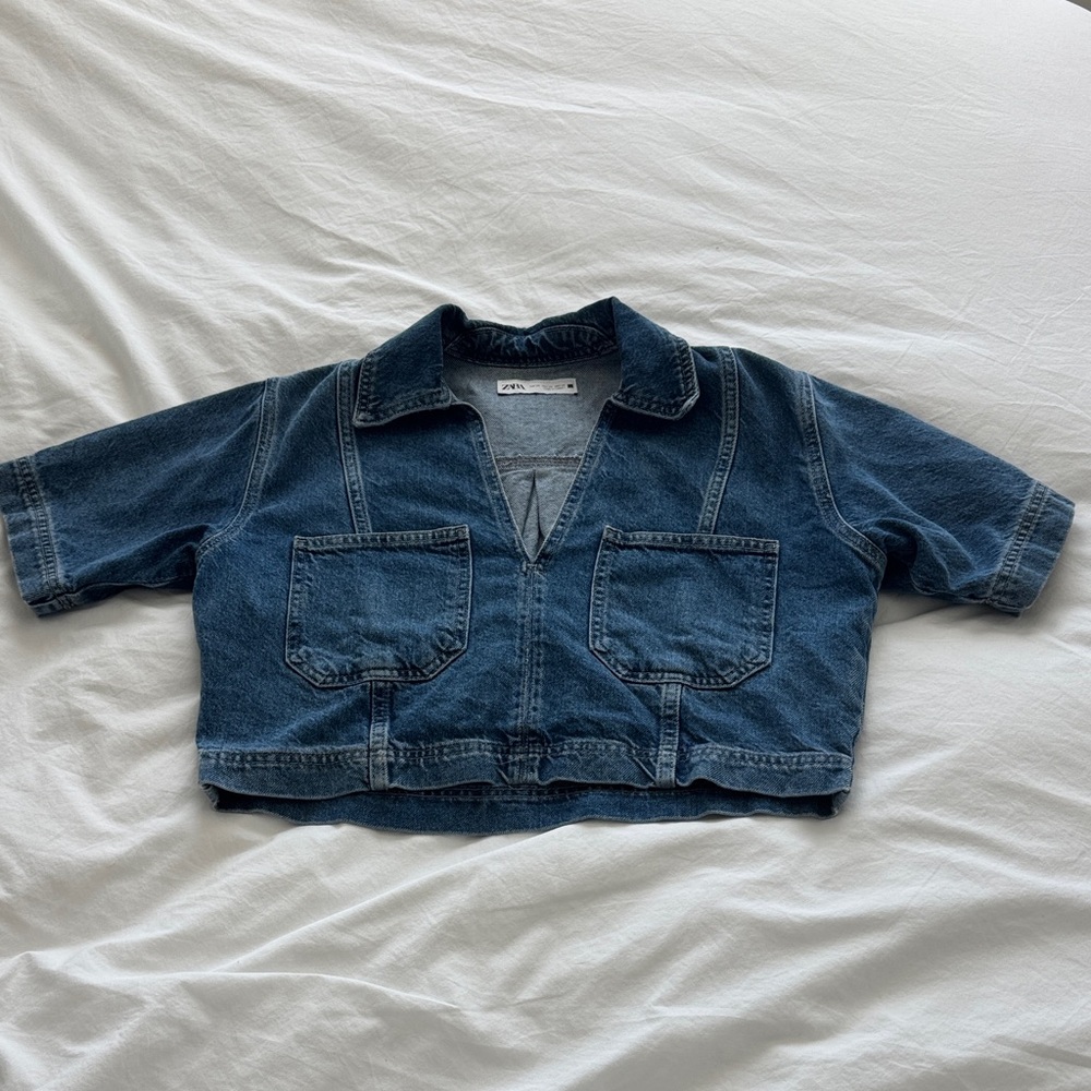 Zara Denim Cropped Top
